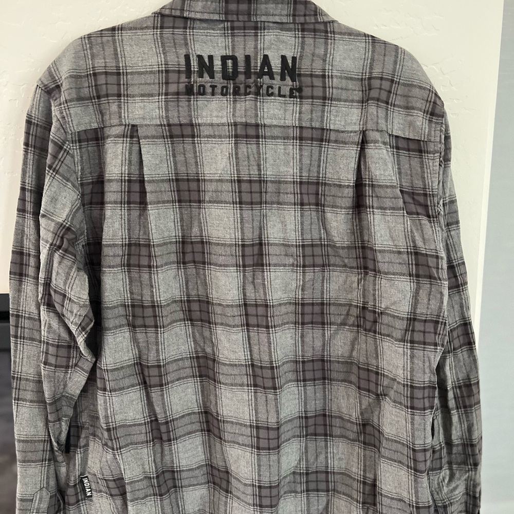 Indian Motorcycle Gray Plaid Men's Shirt